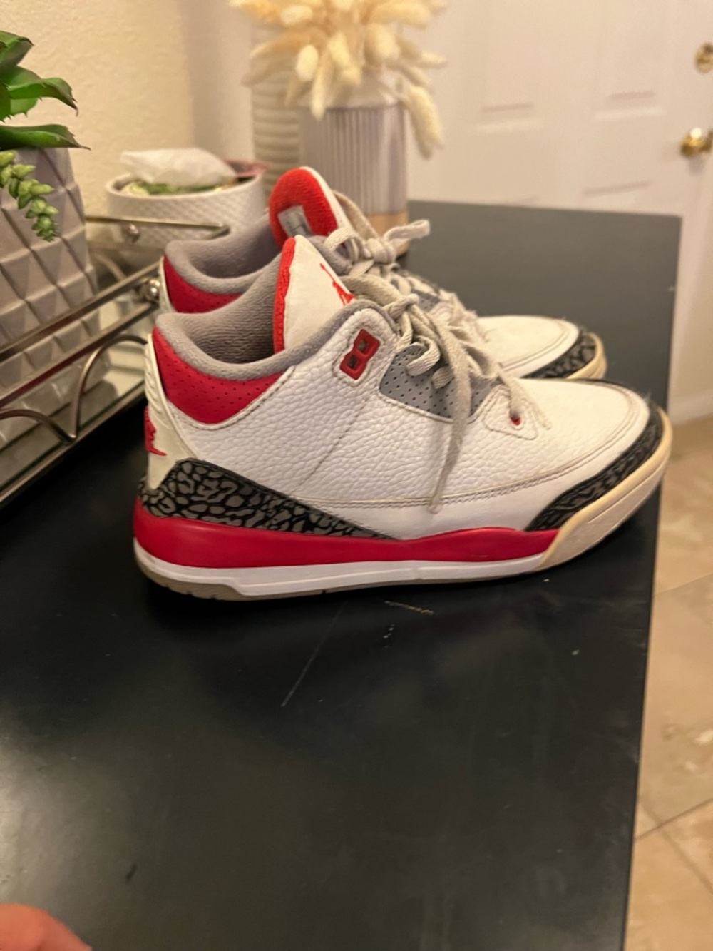 Nike Kids White and Red Retro Basketball Sneakers
